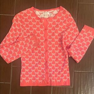 Frenchi Coral Cardigan with White Pattern
